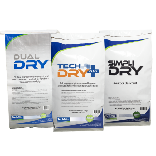 Photo of three desicant bags, Dual Dry, Tech Dry Plus and Simply Dry